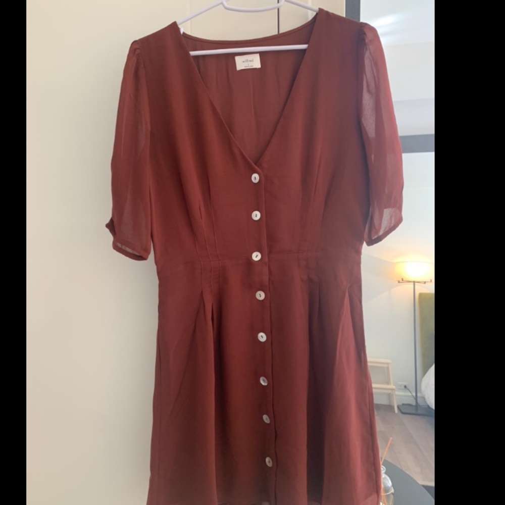 ARITZIA- Wilfred Button Up Dress, Rust